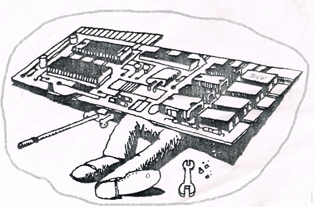 Circuit Board being worked upon.